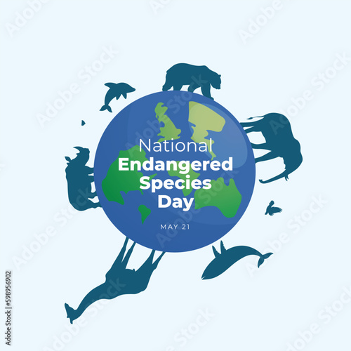 national endangered species day design template for celebration. endangered species giraffe elephant eagle butterfly bear whale dolphin vector design. animal silhoutte. 