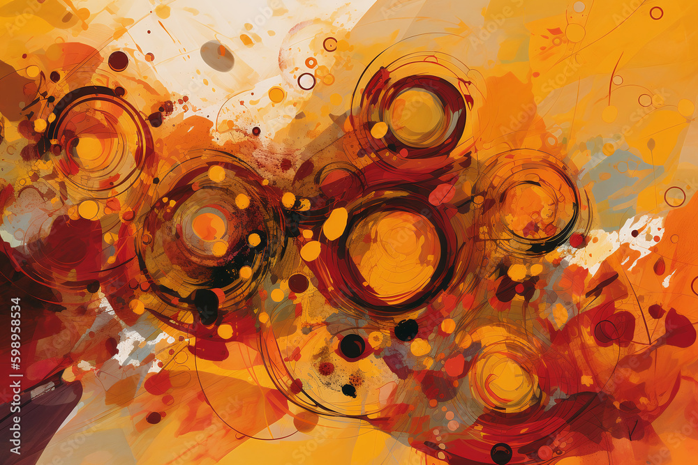 Fond d'écran d'une peinture abstraite avec des cercles oranges » IA générative