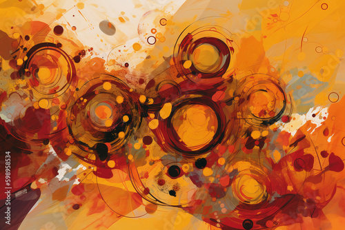 Fond d'écran d'une peinture abstraite avec des cercles oranges » IA générative