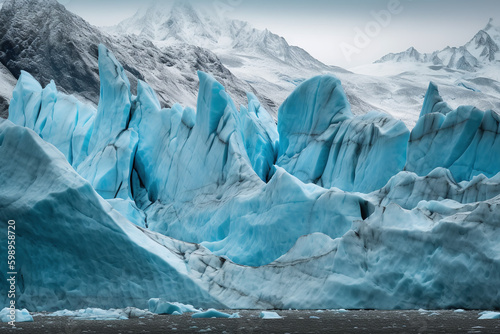 Gros plan sur un glacier bleu » IA générative