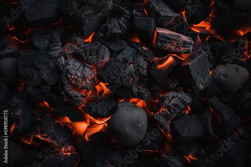Fond d'écran avec des braises incandescentes » IA générative photo