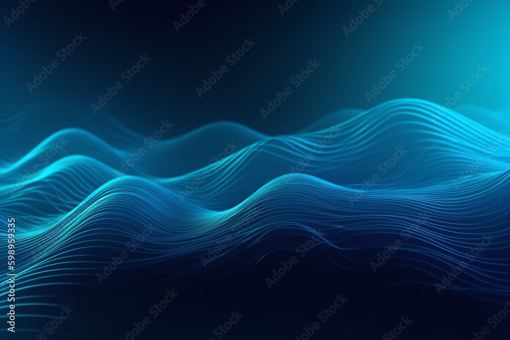 Fond d'écran de vagues bleues dans une ambiance futuriste » IA générative