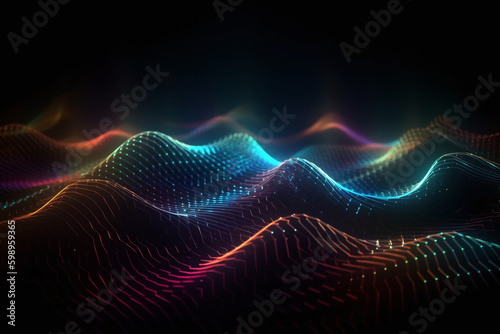 Fond d'écran de vagues design colorées dans une ambiance futuriste » IA générative