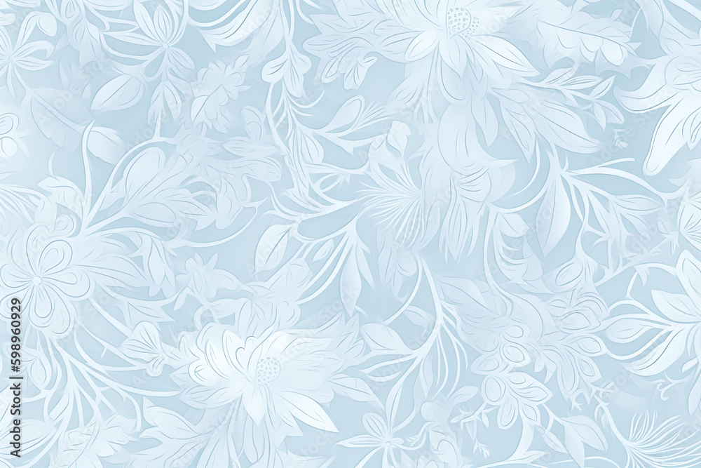 Illustration bleu pâle avec ornements florals » IA générative