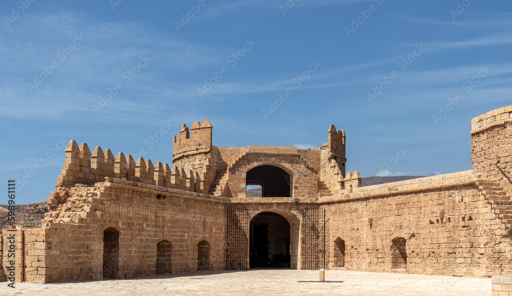 Walls from inside the Alcazaba of Almería, Andalusia, Spain