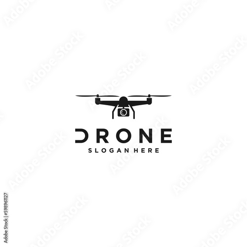 complete drone logo with camera in white background