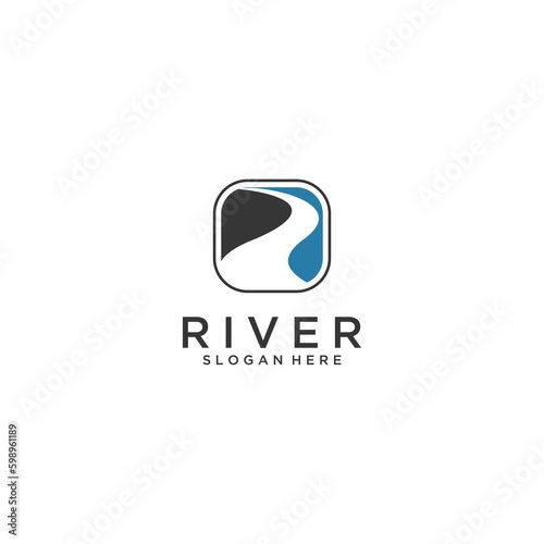 simple river logo template vector in white background