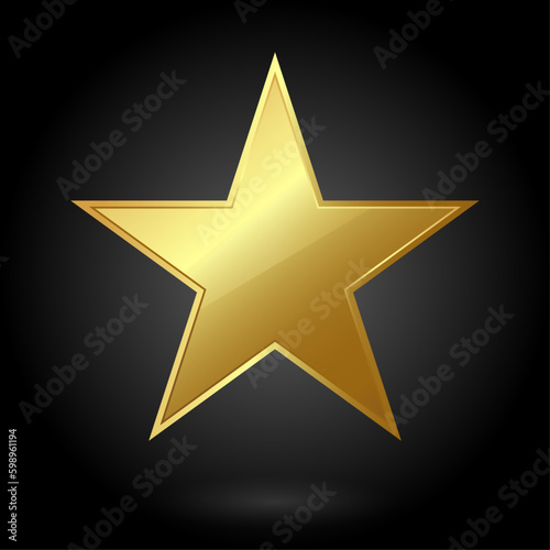 Golden star on a black background. Star symbol