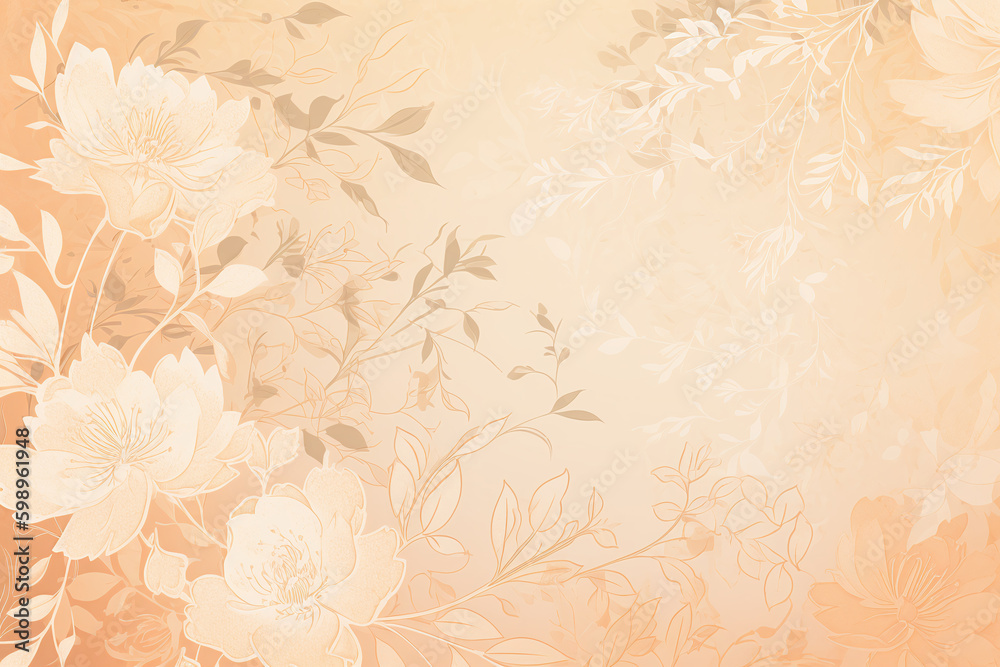 Fond d'écran orange pâle avec ornements florals » IA générative - obrazy, fototapety, plakaty 