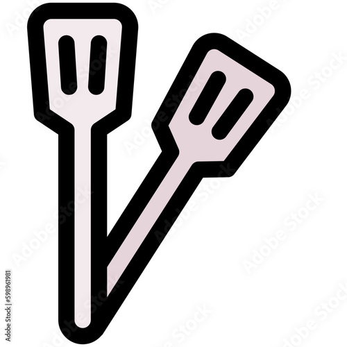 tong black outline filled color icon