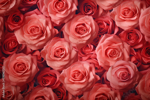 Vue de haut d un bouquet de roses rouges    IA g  n  rative