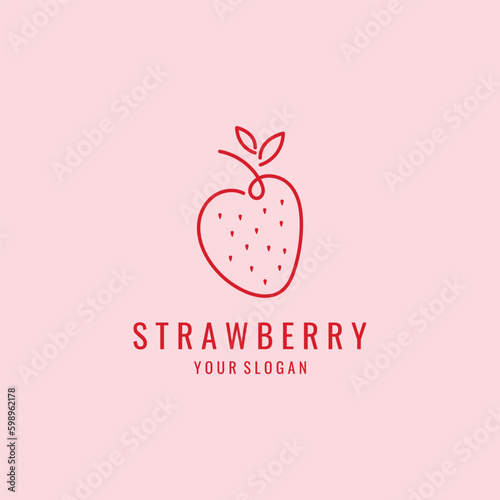 Fresh Strawberry Fruit Logo Template