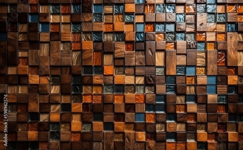 Wooden tile background with beautiful workmanship, generative ai
