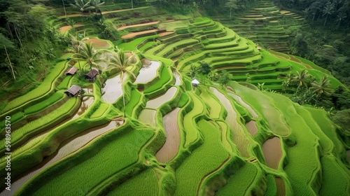 Jatiluwih Rice Terraces, Bali, Indonesia, Generative AI