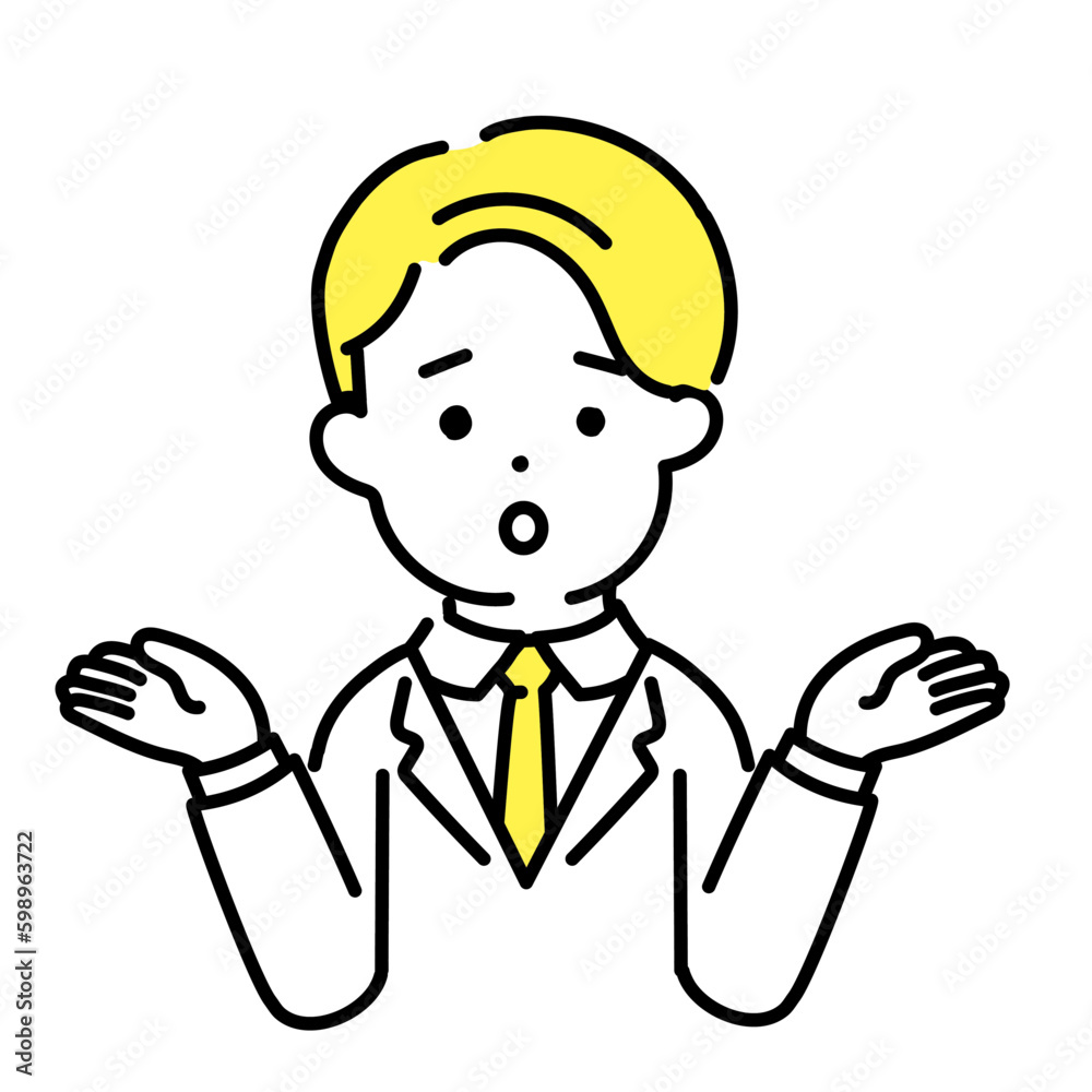 かわいい人物のイラストシリーズ _ 男性のオフィスワーカー _ 悩む かわいい人物のイラストシリーズ _ 男性のオフィスワーカー _ 悩む