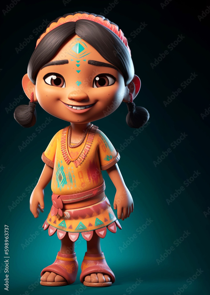 3d illustration of indians girl with indians motifs dress, generative AI
3d illustration of indians girl with indians motifs dress, generative AI