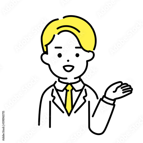 かわいい人物のイラストシリーズ _ 男性のオフィスワーカー _ 案内　