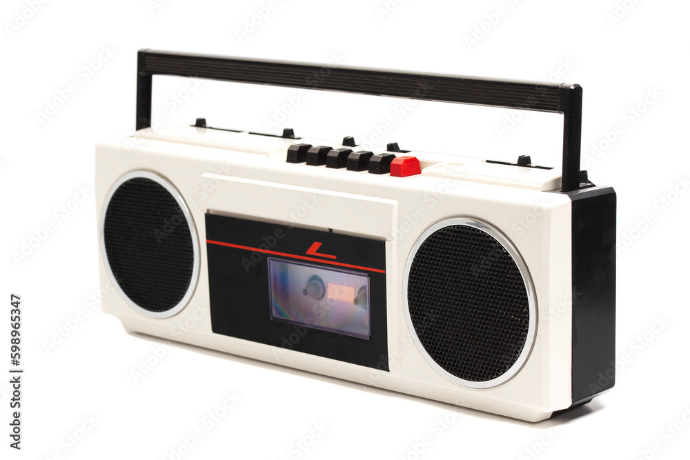 retro portable stereo cassette recorder from 80s retro portable stereo cassette recorder from 80s