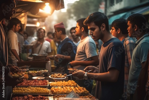 asian street food candid people. Generative AI