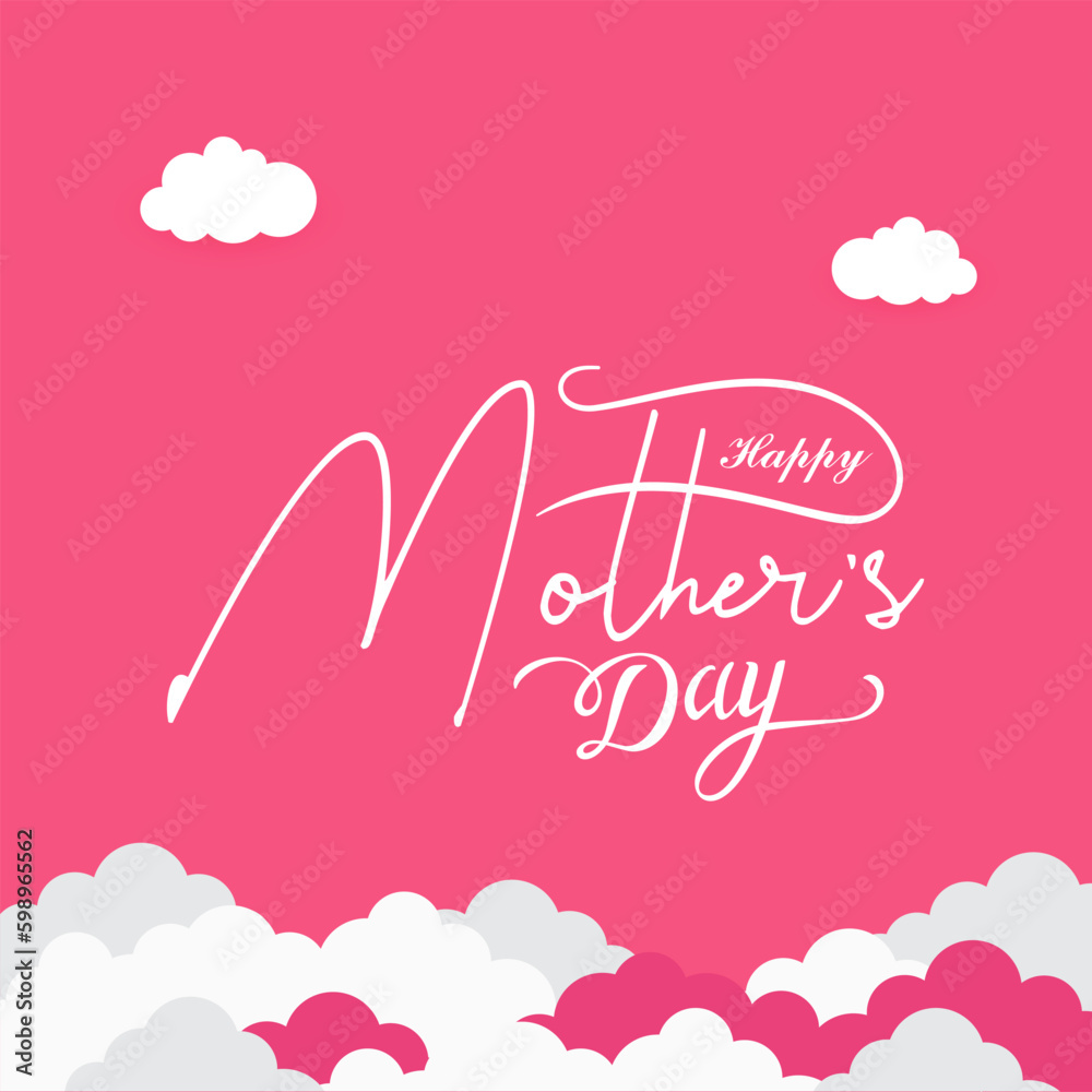 Mother's day greeting card.Social media banner. Vector banner and flying pink paper hearts. Symbols of love on isolated white background Mother's day greeting card.Social media banner. Vector banner and flying pink paper hearts. Symbols of love on isolated white background