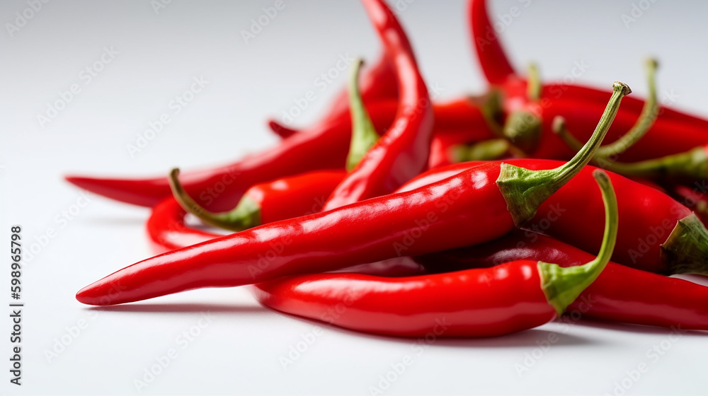 Fresh red chilli pepper isolated on white background Ai generated image