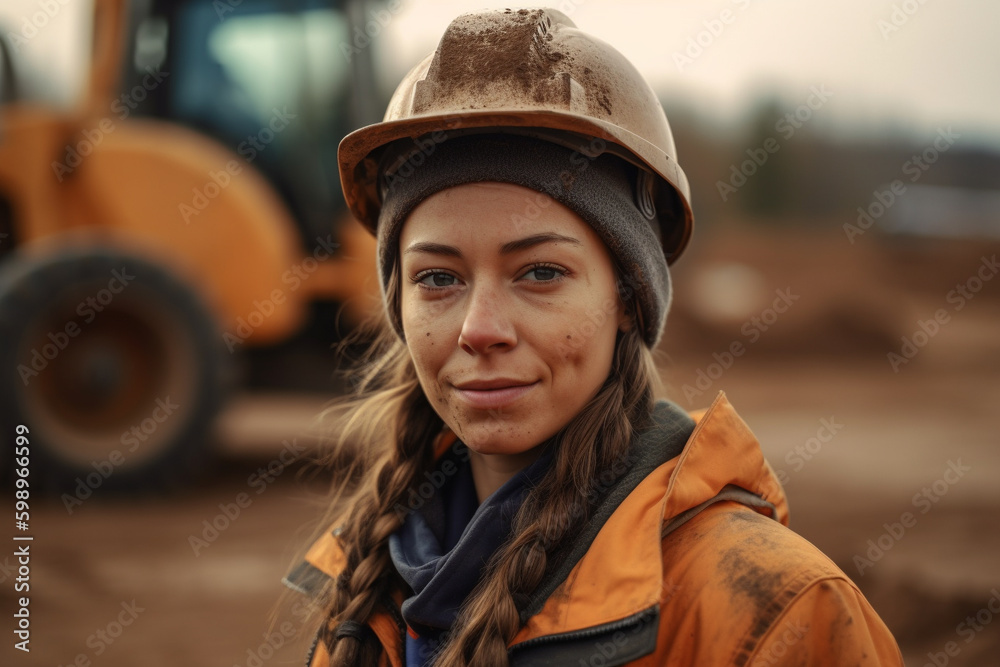 Contruction worker wo,man portrait. Generative AI Image Contruction worker wo,man portrait. Generative AI Image