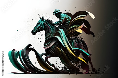 Abstract Background with Racing Horse and Jockey