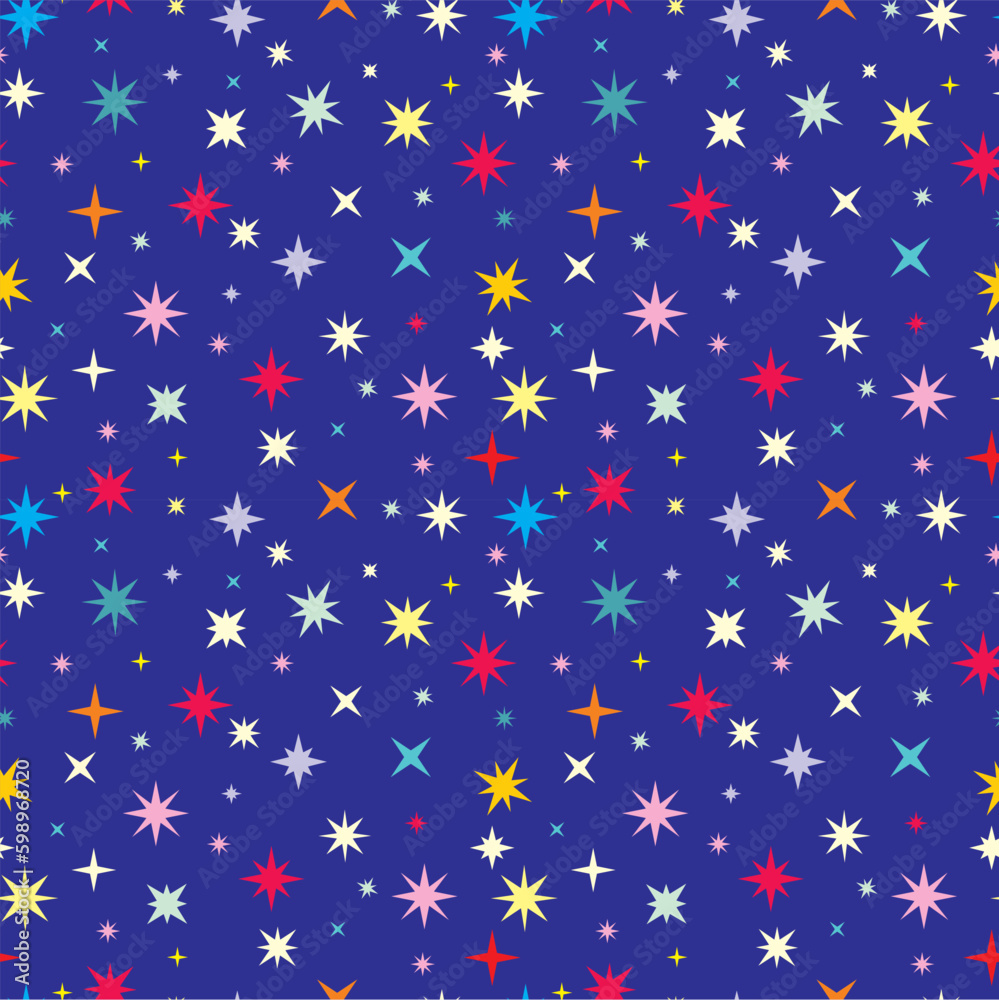 
Vector seamless galaxy blue pattern with colorful constellations and stars. Beautiful space background.