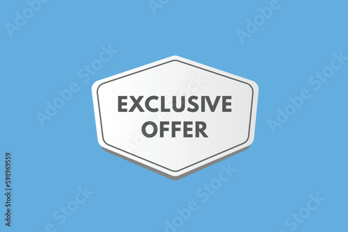 Exclusive offer text Button. Exclusive offer Sign Icon Label Sticker Web Buttons