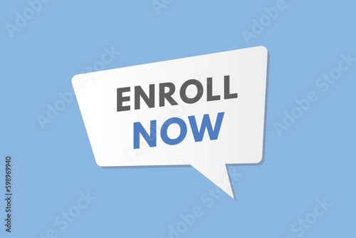 Enroll Now text Button. Enroll Now Sign Icon Label Sticker Web Buttons
