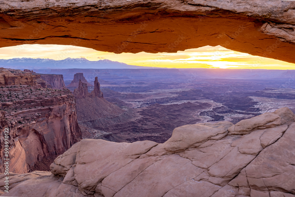 Sunrise at Mesa Arch in Canyonlands National Park, Utah, USA.