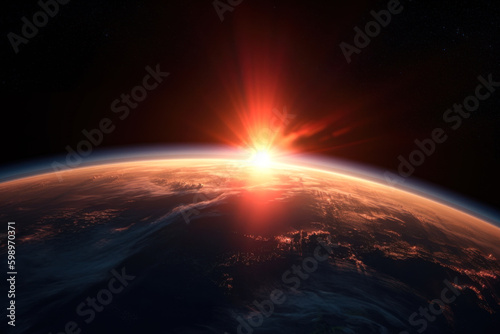 sunrise view from space generative ai.
