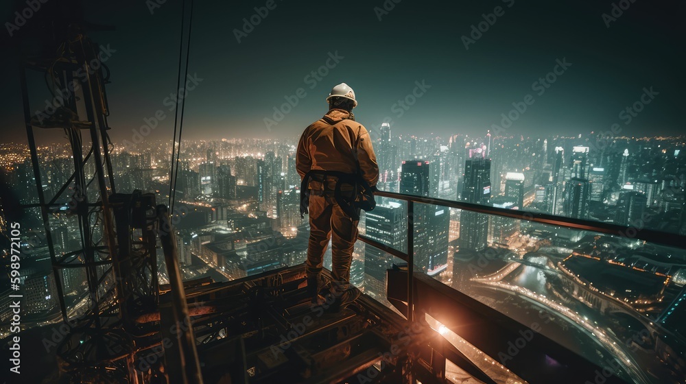Building the Future: Construction Worker on a Skyscraper Site by Generative AI Building the Future: Construction Worker on a Skyscraper Site by Generative AI