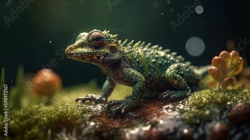 Green and Gorgeous  Stunning Lizard in its Natural Environment by Generative AI