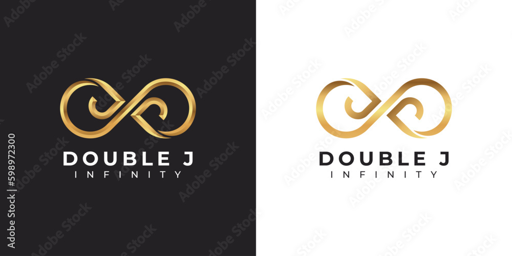 Letter J Infinity Logo design and Gold Elegant Luxury symbol for Business Company Branding and Corporate Identity Letter J Infinity Logo design and Gold Elegant Luxury symbol for Business Company Branding and Corporate Identity