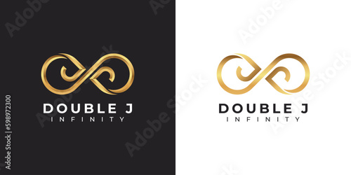 Letter J Infinity Logo design and Gold Elegant Luxury symbol for Business Company Branding and Corporate Identity