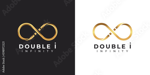 Letter i Infinity Logo design and Gold Elegant Luxury symbol for Business Company Branding and Corporate Identity