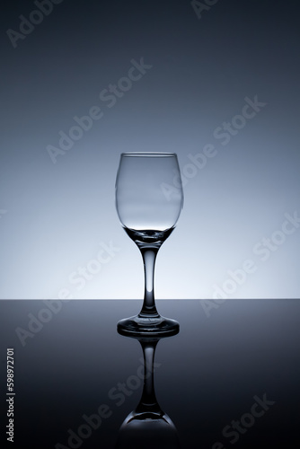 empty wine glass on gray background
