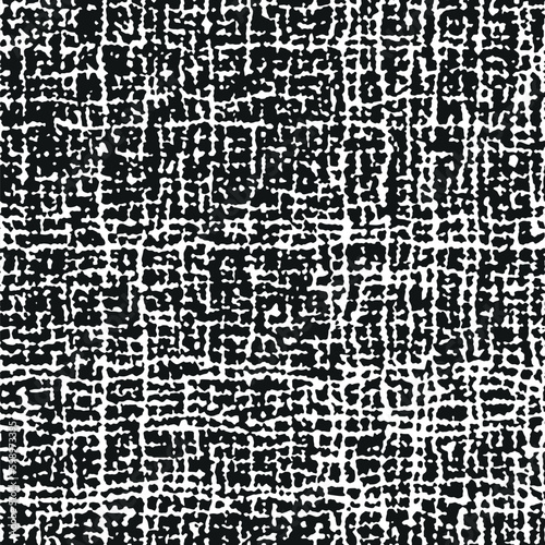 Black and white natural fabric texture. Linen or cotton canvas effect. Monochrome noise seamless repeating pattern. Great as a background or for texturing.