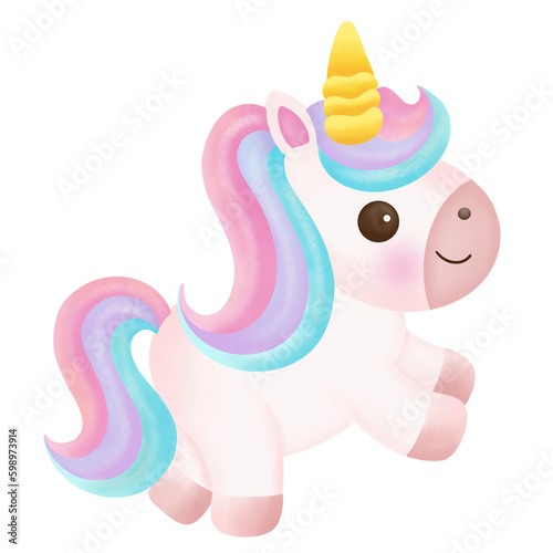 Illustration of a cute unicorn. kawaii unicorn character collection.
