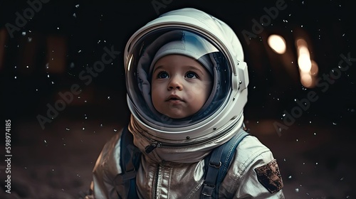 The Sky's the Limit: Child in Astronaut Costume Imagining a Universe of Possibilities by Generative AI