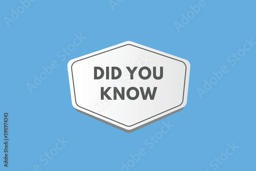 Did you Know text Button. Did you Know Sign Icon Label Sticker Web Buttons