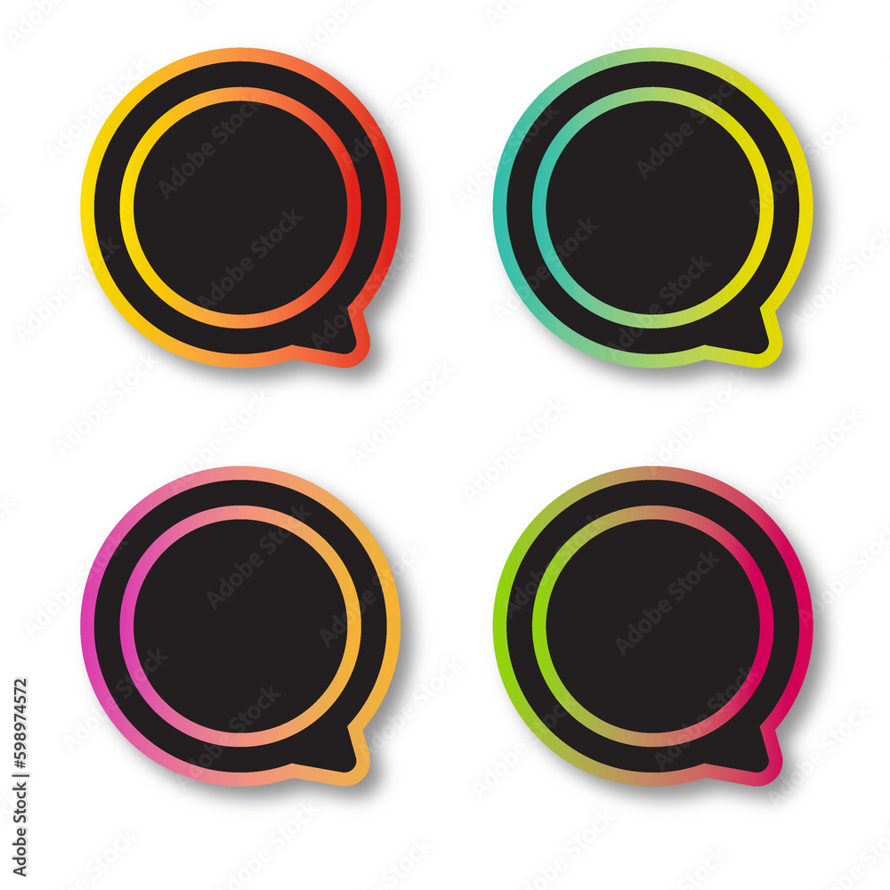 Set of colorful paper speech bubbles icons set Set of colorful paper speech bubbles icons set