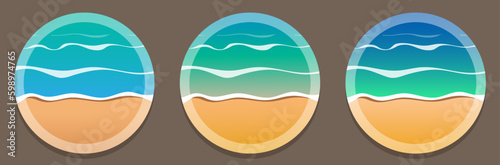 Marine background set. Round summer illustration. Vector clipart.