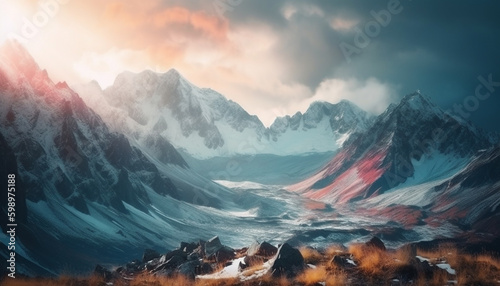 Majestic mountain range panoramic beauty in nature generated by AI