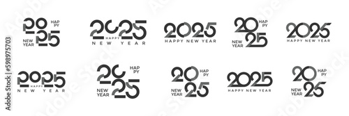 Set of 2025 new year logo text design concept. Happy new year 2025 vector illsutration for calendar, labels and symbols
