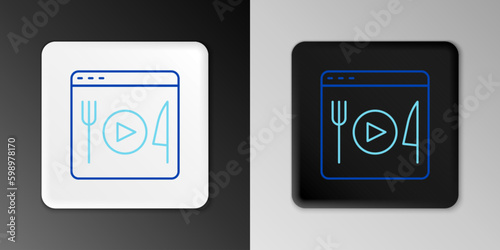 Line Cooking live streaming icon isolated on grey background. Colorful outline concept. Vector