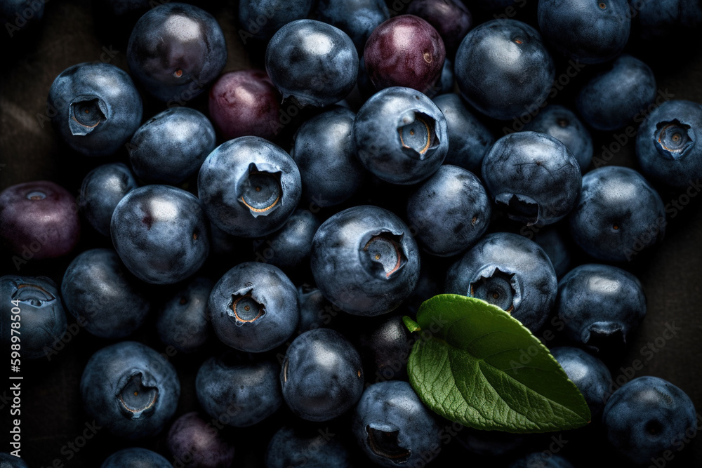Background of the fresh blueberries. Composite with different elements made with generative AI Background of the fresh blueberries. Composite with different elements made with generative AI
