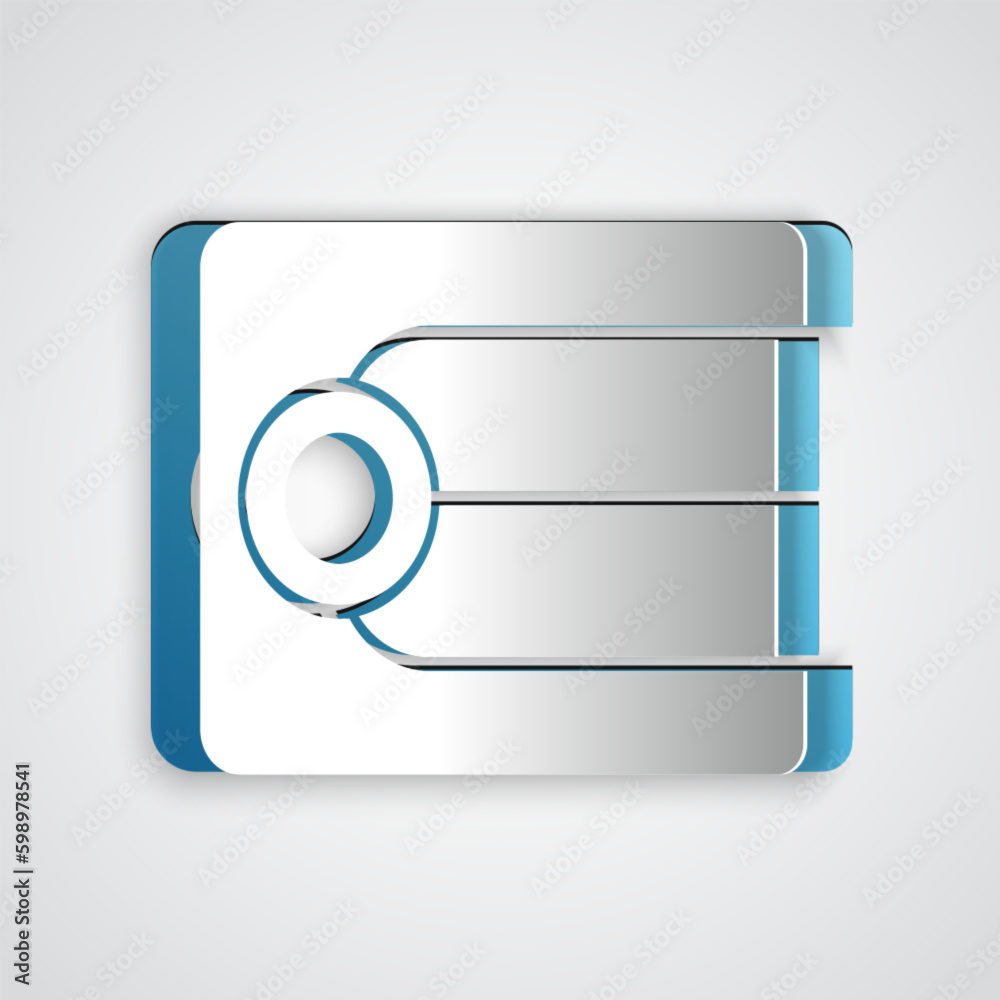 Paper cut Dentures model icon isolated on grey background. Dental concept. Paper art style. Vector Paper cut Dentures model icon isolated on grey background. Dental concept. Paper art style. Vector