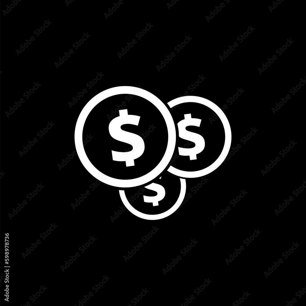 Money icon symbol isolated on black background Money icon symbol isolated on black background